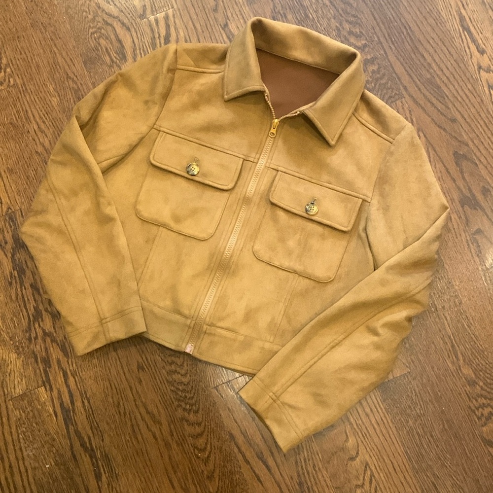 *3/$25 or 2/$20* NWOT Western Autumn Brown Vegan Suede Zip Front Jacket